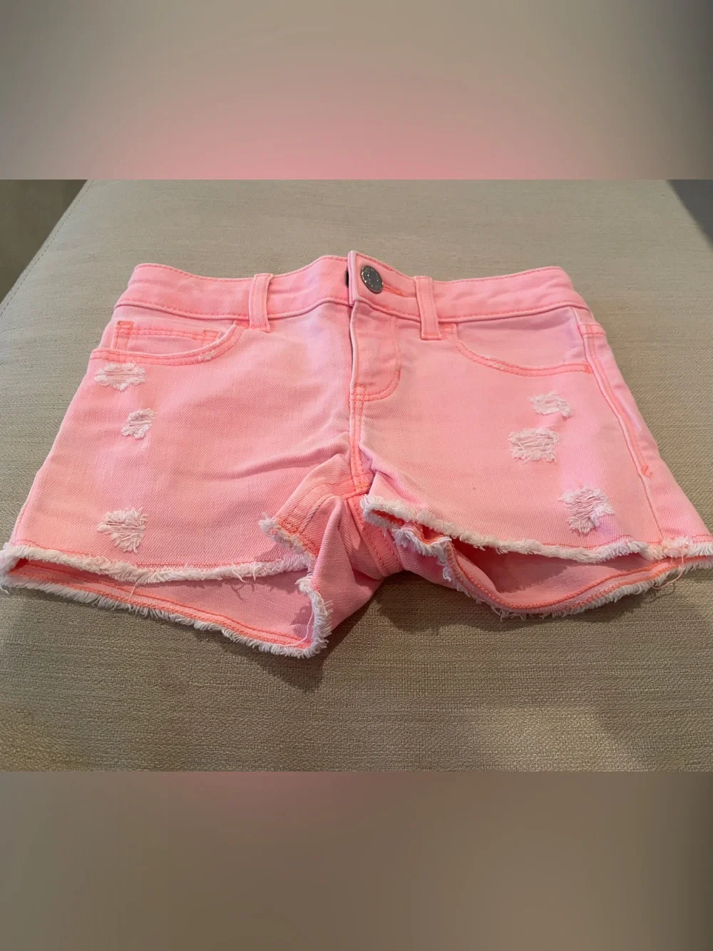 Pink Distressed Girl's Denim Shorts